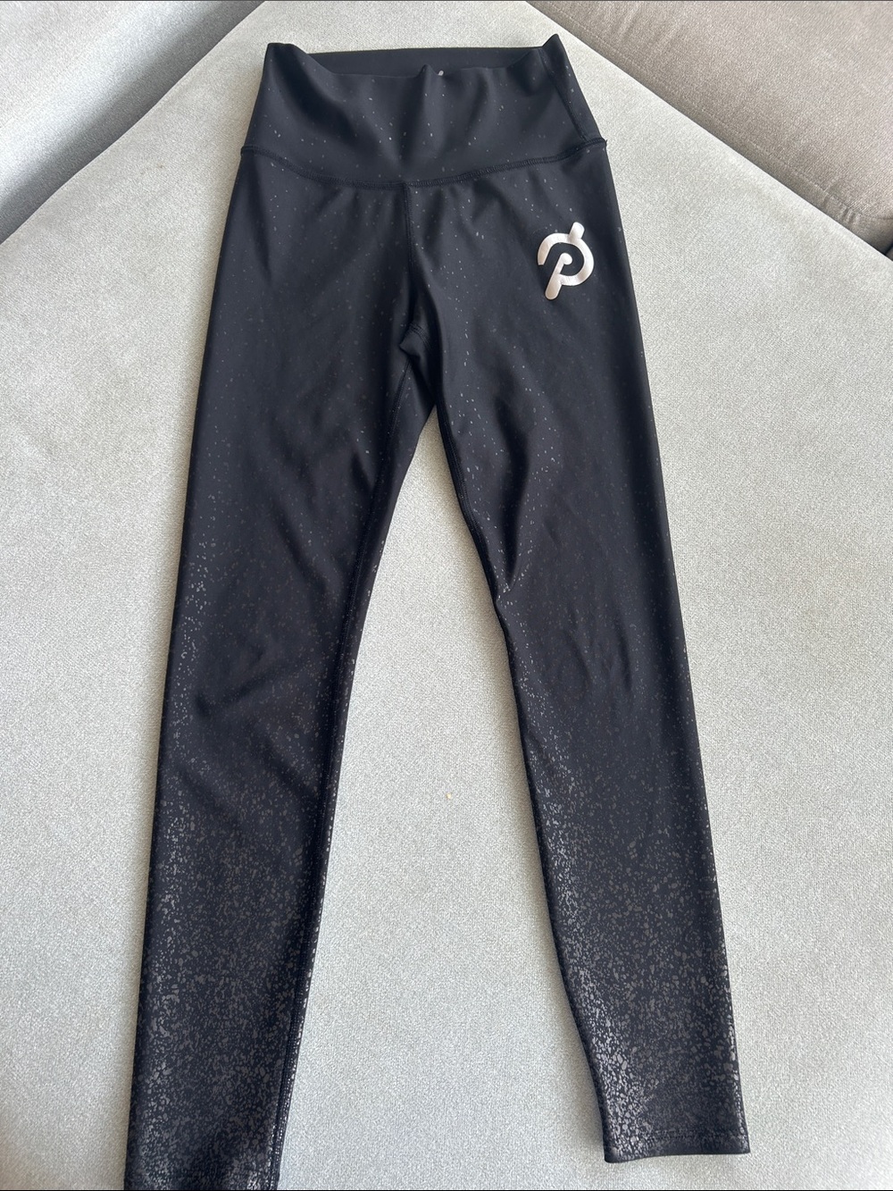 Peloton High Rise Black Speckled Performance Leggings Size M Made in USA
